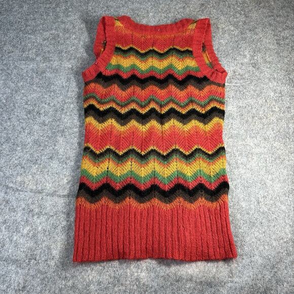 Vintage Zoul Sweater Vest Womens Large Multicolored Cheveron Hippie Mohair - Picture 6 of 8